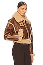 view 3 of 5 Cropped Faux Shearling Jacket in Coffee Brown