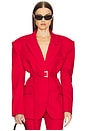 view 1 of 6 The Belted Blazer in Lipstick Red