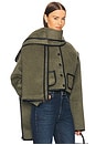 view 3 of 5 Boxy Jacket With Detachable Scarf in Olive Melange