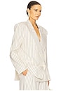 view 2 of 5 Pinstripe Double Breasted Blazer in Ivory & Brown Stripe