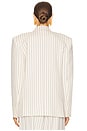 view 3 of 5 Pinstripe Double Breasted Blazer in Ivory & Brown Stripe