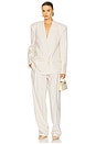 view 4 of 5 Pinstripe Double Breasted Blazer in Ivory & Brown Stripe