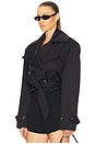 view 3 of 5 Oversized Cropped Trench in Black