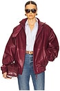view 2 of 5 The Oversized Leather Bomber in Oxblood