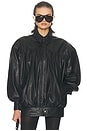 view 1 of 5 The Shirred Oversized Leather Jacket in Black