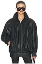 view 2 of 5 The Shirred Oversized Leather Jacket in Black