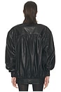 view 4 of 5 The Shirred Oversized Leather Jacket in Black