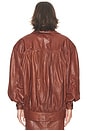 view 3 of 4 The Shirred Oversized Leather Jacket in Cognac