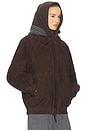 view 1 of 5 The Oversized Suede Bomber in Dark Brown