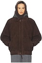 view 2 of 5 The Oversized Suede Bomber in Dark Brown