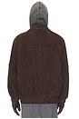 view 4 of 5 The Oversized Suede Bomber in Dark Brown