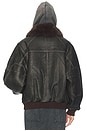 view 3 of 4 The Oversized Leather Bomber With Faux Fur Collar in Black