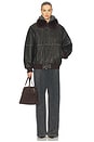 view 4 of 4 The Oversized Leather Bomber With Faux Fur Collar in Black