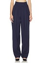 view 1 of 6 PANTALON HIGH WAIST PLEATED SUIT TROUSER IN WOOL in Navy