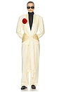 view 5 of 6 PANTALON HIGH WAIST PLEATED SUIT TROUSER IN WOOL in Butter Yellow