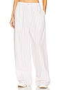 view 1 of 4 Cotton Poplin Stripe Pajama Pant in Beige Stripe