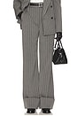 view 1 of 7 Pinstripe High Waist Cuffed Pants in Grey & White Stripe