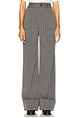 view 2 of 7 Pinstripe High Waist Cuffed Pants in Grey & White Stripe