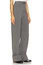 view 3 of 7 Pinstripe High Waist Cuffed Pants in Grey & White Stripe