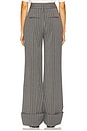 view 5 of 7 Pinstripe High Waist Cuffed Pants in Grey & White Stripe