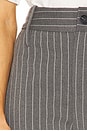 view 7 of 7 Pinstripe High Waist Cuffed Pants in Grey & White Stripe