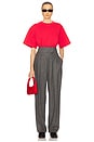 view 5 of 6 The Tweed High Waisted Pleated Trouser in Charcoal Melange