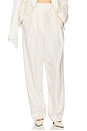 view 1 of 7 High Waist Pleated Suit Trouser in Wool in Cream