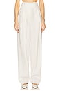 view 2 of 7 High Waist Pleated Suit Trouser in Wool in Cream