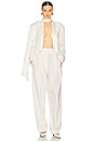 view 6 of 7 High Waist Pleated Suit Trouser in Wool in Cream