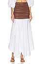 view 1 of 4 Cotton Poplin Skirt With Sheer Overlay in White & Brown