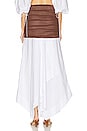 view 3 of 4 Cotton Poplin Skirt With Sheer Overlay in White & Brown