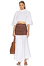 view 4 of 4 Cotton Poplin Skirt With Sheer Overlay in White & Brown
