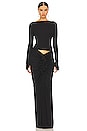 view 4 of 4 FALDA MATTE JERSEY LONG RUCHED in Black