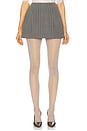 view 1 of 6 Pinstripe Structured Mini Skirt in Grey & White Stripe