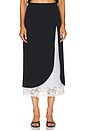 view 1 of 6 The Midi Pencil Skirt With Lace & Poplin in Black