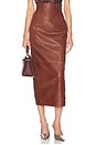 view 1 of 6 The Svelte Leather Midi Skirt in Cognac