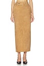 view 2 of 7 Suede Column Skirt in Caramel