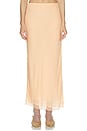 view 1 of 6 JUPE VISCOSE SATIN SLIP SKIRT WITH LACE in Fawn