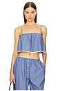 view 1 of 5 Pinstripe Poplin Camisole in Blue Pinstripe