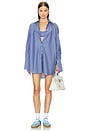 view 1 of 4 Pinstripe Poplin Oversized Shirt in Blue Pinstripe