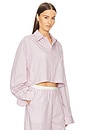 view 2 of 6 Wide Stripe Poplin Cropped Shirt in Mauve Stripe