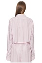 view 4 of 6 Wide Stripe Poplin Cropped Shirt in Mauve Stripe