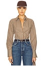 view 1 of 5 PINSTRIPE シャツ in Brown & Cream Stripe