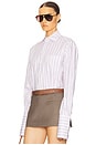view 3 of 5 Classic Fit Stripe Poplin Shirt in White & Brown Stripe