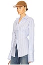 view 3 of 5 Stripe Poplin Lace Back Shirt in Blue Multi Stripe