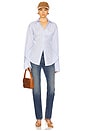 view 5 of 5 Stripe Poplin Lace Back Shirt in Blue Multi Stripe