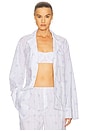 view 1 of 6 Pajama Top in Fleur Print Stripe in Blue Fleur Stripe