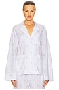 view 2 of 6 Pajama Top in Fleur Print Stripe in Blue Fleur Stripe