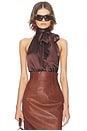 view 1 of 5 Silk Charmeuse Halter Top in Fudge