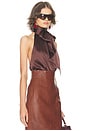 view 3 of 5 Silk Charmeuse Halter Top in Fudge